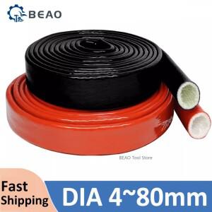 4mm~80mm 고온 저항성 유리섬유 튜브 절연 보호 케이블 슬리브 난연성 빨강검정파랑