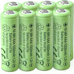 Ni-MH AAA 충전식 배터리 8팩 1.2V 1000mAh 대용량 소형 장난감/무선 마우스 낮은 자가 방전 및 가능