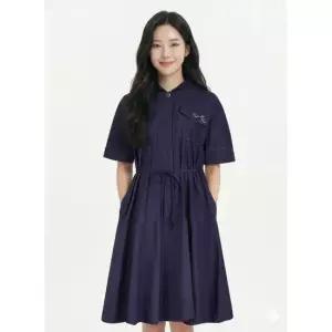 크로커다일레이디네이비 후드 포인트 데님 롱 원피스 CLCMOP105
