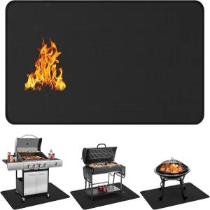 프로테박스 48 x 30 야외 그릴용 매트 양면 방화 데크 및 프로텍터 방수 BBQ 바닥 패드 실내 화재 구덩이