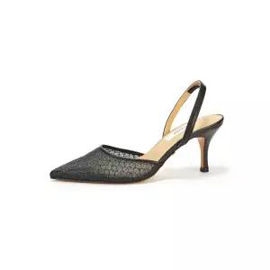 [BRIANA] Mesh Slingback Black Glitter BR9018