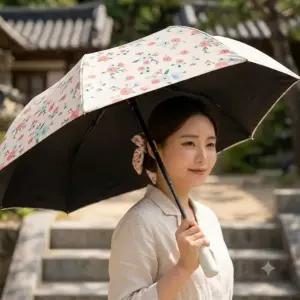 에이치팩 양산 자외선차단100% 꽃무늬 여자 양우산 양산우산겸용