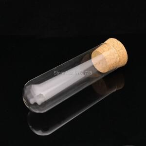 1피스 40x150mm 코르크 마개가있는 투명한 둥근 바닥 유리  튜브 플랫 입 두꺼운 교육 장비