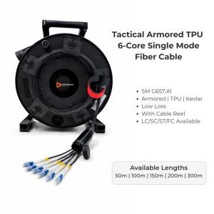 6코어 단일 모드 100m 장갑 전술 광섬유 케이블 LC-LC TPU G657A1 SM 5.0mm (야외 렌탈 행사용 LED 디스플