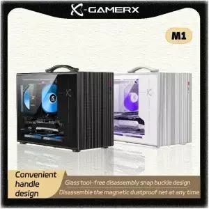 파워 트레인 XGamerx M MATX PC 케이스 유리 측면 투명 휴대용 미니 컴퓨터 소형