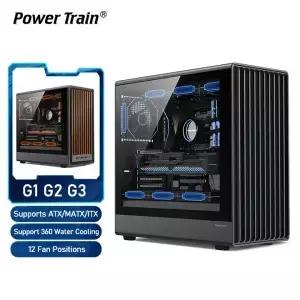파워 트레인 G G2 G3 PC 케이스 ATX ITX MATX 측면 투명 360 수냉 데스크탑 컴퓨터