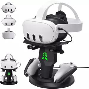 메타 퀘스트 2용 VR 헤드셋 충전 도크 3 액세서리용 스탠드 타입 C 케이블과 커버가 있는 핏 컨트롤러로