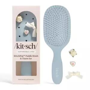 KitschPopTM 여성용 패들 헤어 브러시 - 유연한 칫솔모 손상을 줄이고 두피를 자극하는 습하고 건조한