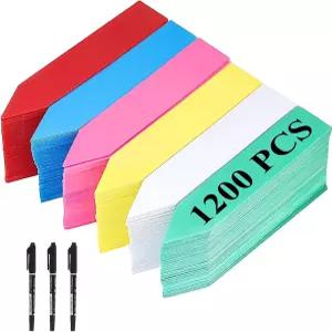 킨조크 1200 PCS 2 x 0.4 인치 컬러 식물 라벨 플라스틱 태그 및 정원용 화분 묘목장 분재 원예 허브 꽃을