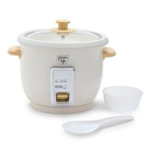탈부착 가능한 PFAS 프리 세라믹 논스틱 냄비가 있는 그린라이프 밥솥, 익히지 않은 3컵 / 조리된 6컵, 곡물 및 오트밀 멀티쿠커, 컴팩트한 원스위치 디자인, 자동 보온, 간편한 청소, 크림