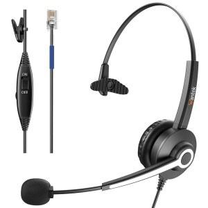 유선 오피스 전화용 Wantek Cisco 전화 헤드셋, 노이즈 캔슬링 마이크 및 음소거 스위치, Cisco IP-7940 7942 7945 7960 79962 7961 7811 7821 8811 8841 8845 8851