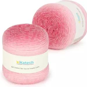 코 뜨개질용 케이트 옴브레 실 - 릴 200g/7.05-80 나일론 20 2팩 별 담요 프 숄 및 의류에 적합한 4번 중형