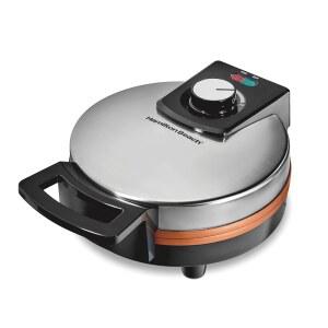 해밀턴 비치 벨기에 와플 메이커, PFAS 프리 논스틱 세라믹 코팅 플레이트, 브라우닝 컨트롤, 표시등, 스테인리스 스틸(26081)