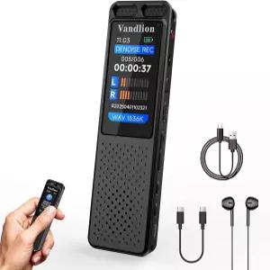 기능이 음성 활성화 녹음 시간 소음 감소 Vandlion 536Kbps HD 디지털 레코딩 장치 강의 회의 인터뷰