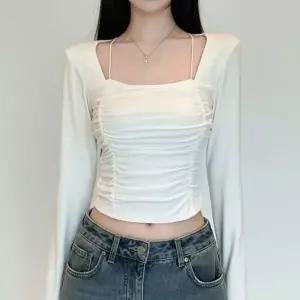 [하프클럽/]여자 페미닌 스퀘어넥 2color 긴팔티 레이어드 끈나시