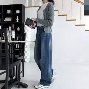 [하프클럽/]여성 캐주얼 주말룩 데님팬츠 연청