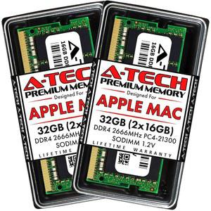 애플호환 IMAC & MAC MINI용 ATECH 32GB 키트(2X16GB) RAM (2018 2019 및 2020) | DDR4 2666MHZ SODIMM PC421300 / PC421333 260핀 SODIMM 메모리 업그레이드