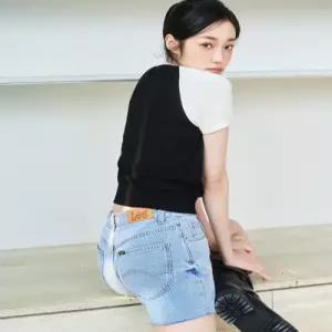 리 LEE 우먼 데님 숏츠 인디고 라이트