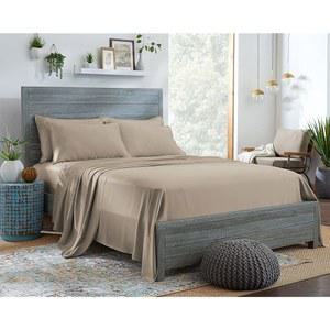 STYLINEN 100% 유칼립투스 침대 시트 캘리포니아 포켓, 딥 플랫 사이즈 텐셀 1개, 통기성, 킹 커버 세트, 매트리스 라이오셀, 40.6CM(16인치) 부드러운 4피스