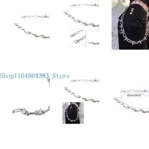 652f 빈티지 유니osex 펑크 체인 바지 청바지 Rivet Gothic Keychain for Cool Boys Girls Street