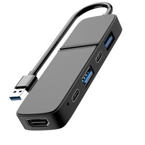 USB-HDMI 어댑터, Eanetf 듀얼 USB C A 3.0 허브: 5개의 포트(2* USB-C 및 2* USB-A 1* HDMI 포함) TV, DVD 플레이어, 프로젝터, 모니터, 노트북, PS4, 플래시 드라이브, HDD, Xbox, 프린터 등을 위한 확장 - 5 in