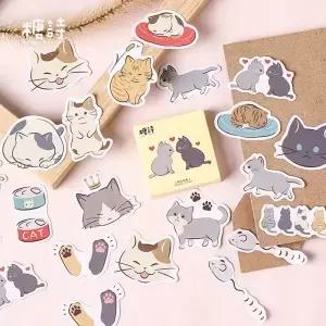 귀여운 고양이 미니 종이 스티커 DIY 일기 앨범 스크랩북 장식 학용품 문구 상자당 45 개