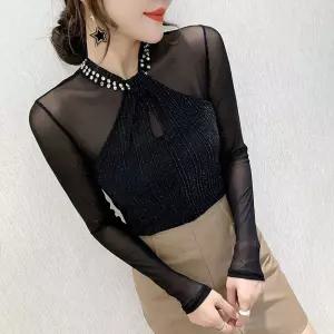 라틴 라틴댄스복 여성 실버 사교 라인 댄스 반짝이 줌바