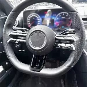 메르세데스 벤츠 C E S 클래스 W206 W23 W223 AMG 스타일 2022022 교체용 자동차 블랙 스티어링 휠 커버