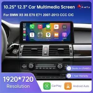 무선 카플레이 터치 스크린 BMW X5 E70 X6 E7 2007203 CCC CIC 디스플레이 라디오 안 자동 자동차