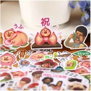 복숭아 사람 스크랩북 스티커 장식 DIY 공예 사진 앨범 귀여운 크리에이티브 자체 제작 40 개