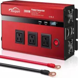 Maxpart 2000W 파워 인버터 12V DC-110V/120V AC 컨버터 자동차 및 트럭 사용 USB 포트 2개 콘센트 3개
