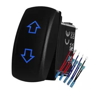 워터프루프 블루 업 다운 모멘티브 로커 스위치 10 핀 ON-OFF 12V/24V DC 모터 역극성 DPDT 3 위치 토글 -