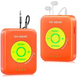 EX 기어 무선 이어 모니터 시스템 5.8GHz, 초저지연 클리어 스테레오 모니터링, 48kHz/24비트 오디오, 충전식 TX/RX, 일대일 자동 페어링, 오렌지 및 그린