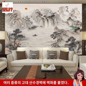 시트지 산수화 중국풍 인테리어 벽지 포인트 뮤럴벽지 포인트벽지 배경으로 연극이 서재 60
