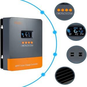 PowMr MPPT 60A 태양열 충전기 컨트롤러 12V 24V 36V 48V 블랙라이트 레귤레이터 최대 PV 입력 160VDC 지