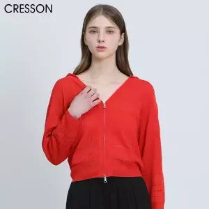 [(CRESSON] ] 브이넥 니트 후드 집업 (택가격:278000원)