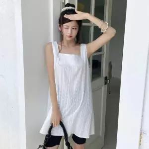 /옷자락 여자 여름 휴가룩 슬리브리스 원피스