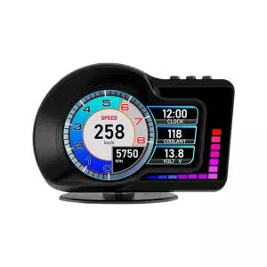 헤드업 디스플레이 HUD F6 OBD2 + GPS 듀얼 시스템 디지털 속도계 35인치 IPS 스마트 게이지 속도 전압