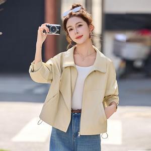 원픽 여성 봄 캐주얼 빈티지 재킷 상의형 양가죽 코트