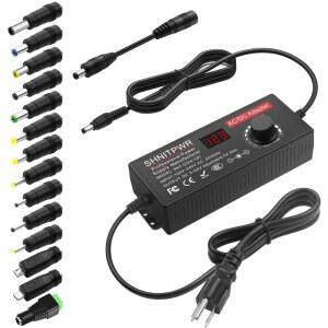SHNITPWR AC 어댑터 120W 범용 전원 4V 5V 6V 9V 12V 15V 18V 19V 20V 24V 조절 가능한 스위칭 공급 장치 100V ~ 240V AC에서 DC 5A 컨버터, 14개의 팁 및 극성 변환기 포함