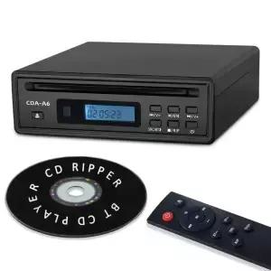 가정용 휴대용 블루투스 CD 플레이어 하이파이 오디오 데스크탑 광학 및 AUX 출력 블랙