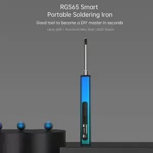 RONGUAN 전기 납땜 다리미 휴대용 수리 용접 도구 재작업 스테이션 팁 블루 PD 65W RGS65 300