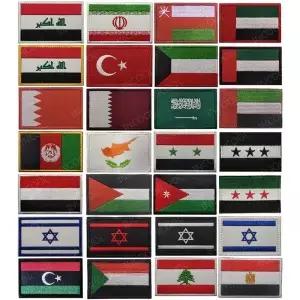국기 수 놓은 패치 중동 UAE 이스라엘 키프로스 사우디 아라비아 팔레스타인 이집트 아플리케