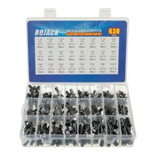 BOJACK 24Value 630pcs 알루미늄 전해 커패시터 구색 상자 키트 범위 0uF000uF