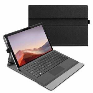 Microsoft Surface Pro 7 Plus용 핀티 케이스, / 6 5 4 3 12.3 인치 태블릿 - 다중 각도 보기 포트폴리오 비즈니스 커버, 호환 가능한 /타입 커버 키보드(블랙)