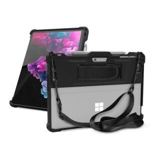 핸드 스트랩 및 어깨 스트랩이 있는 Microsoft Surface Pro 11/10/9 u2013 충격 방지 헤비 듀티 커버용 HZmeris 견고한 보호 케이스, 13인치, 키보드와 호환, 블랙