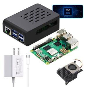 라즈베리 파이 5 2GB RAM, 27W PD 전원 공급 장치, PI5 케이스, 액티브 쿨러 및 싱글 보드용 TRASKIT 기본 키트 포함
