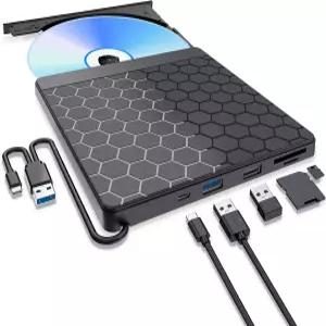 노트북용 외장 CD/DVD 드라이브 USB 포트 2개와 TF/SD 카드 슬롯이 있는 버너 플레이어 데스크탑 PC
