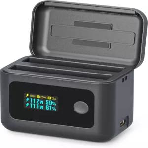 SYMIK 배터리 충전기 Insta360 X5 OLED 화면이 있는 24W 듀얼 슬롯 PD 고속 충전 케이스 360 액세서리용