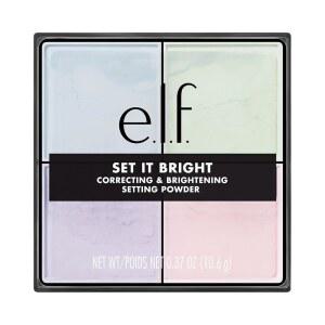 E.L.F. 브라이트 파우더 쿼드 세팅, 브라이트닝 루즈 세팅 파우더, 베이킹, 블러셔 & 세트 소프트 매트 광채, 벨벳 퍼프 포함, 비건 크루얼티 프리, 라이트